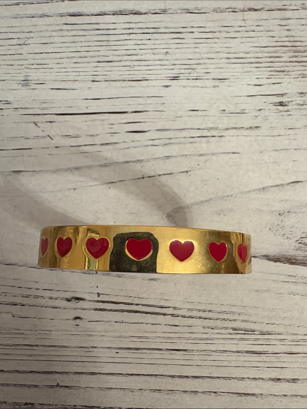 Talbots Gold Tone Bangle with Red Heart Details
